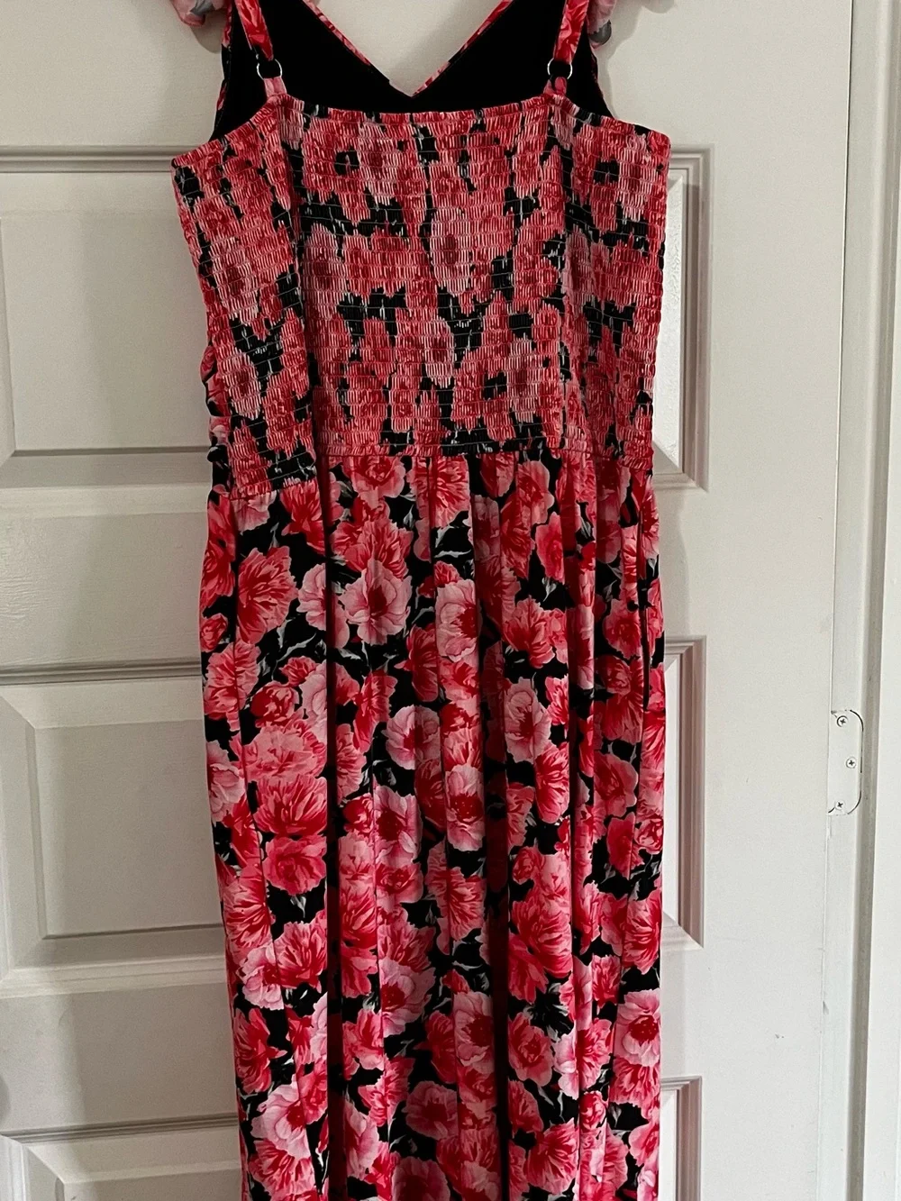 Grace Karin Coral Pink Floral V-Neck Midi Dress - Picture 9 of 13